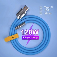 Cable de Carga Rápida de Silicona Líquida de 1m, 120W USB-C, Cable de Carga Rápida para Teléfono Móvil USB Tipo-C para Huawei y Samsung
