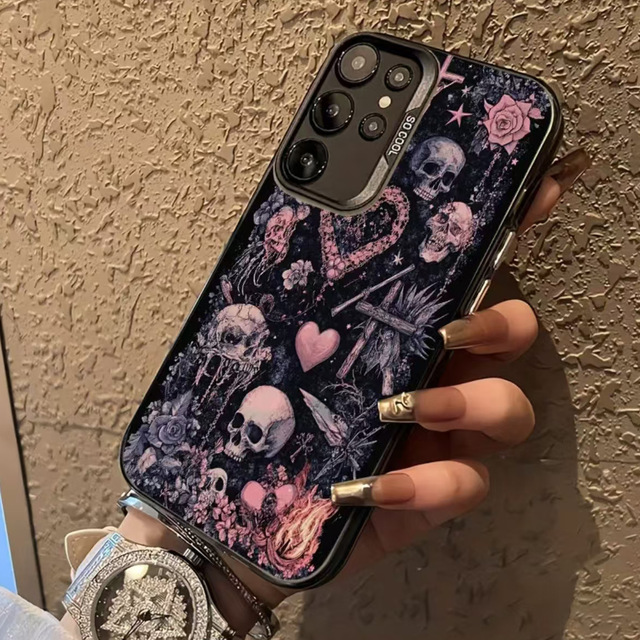 Cool Artistic Skeleton Colored Silver Mobile Phone case for Samsung S25 S24 ultra S23 PLUS A15 A14 A02s A05s IMD Back Cover