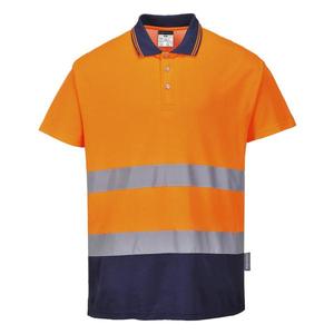 PORTWEST - S174ONRL Polo deux tons en coton confortable orange/bleu marine-EAN 5036108251070 HI-VIS WORKWEAR - Product Image 1