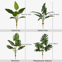 Koleksi Baru Musim Semi 2026, Buket Bunga Artificial Berkualitas Tinggi dengan Sentuhan Realistis 7 Daun, Canna Lily/Monstera/Philodendron/Sword Taro untuk Pernikahan