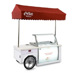 Carrito de exhibición de helados comercial, carrito de helados portátil, expositor de helados de supermercado, armario refrigerado a la venta