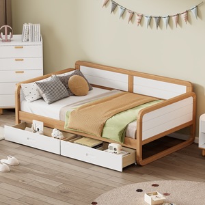 Canapé-lit en bois massif avec 2 tiroirs pour les chambres d'enfants, meubles de chambre à coucher - Product Image 4