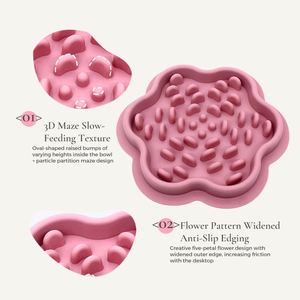 Comedero Lento de Silicona para Perros y Gatos, Tapete para Lamer para Gatos, Grado Alimenticio, Sin BPA, Comedero con Forma de Flor, Laberinto, Anti-Asfixia - Product Image 4