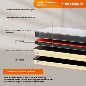 Moderno pannello geometrico integrato autoinstallato pannello a parete facile boiserie legno impiallacciato legno di bambù pannello in fibra di carbonio cristallo - Product Image 3