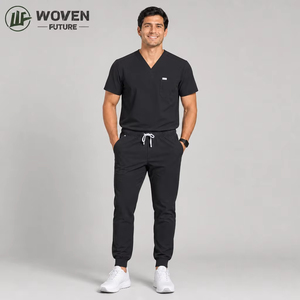Shaoxing Woven Future <span class=keywords><strong>Tansen</strong></span> Jogger Scrub-Hosen Krankenhausuniform Unisex V-Ausschnitt Pflege-Set 4-Wege-Stretch-Strick Maßanfertigung OEM - Product Image 1