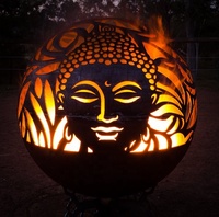 Design 3d en acier Corten découpé au Laser, motif artistique, boules décoratives, Sculpture creuse, jardin extérieur, paysage, fosse à feu