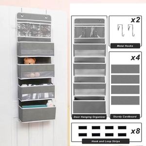 Wholesale Over the Door Storage Organiser 4 Large Pockets Breathable Linen Cotton Fabric Door Hanging Organizer - Product Image 5