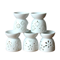 Porcelaine 7*9CM blanc évider mignon 50Ml porte-bougie chauffe-plat encens arôme petit brûleur à mazout chauffe-cire en céramique brûleur de fusion
