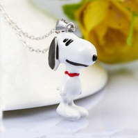 Collier pendentif poupée chien en émail noir blanc en argent sterling 925 au design personnalisé bijoux