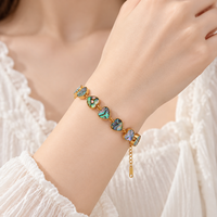 Bracelet en coquille d'ormeau naturelle de luxe plaqué or 18 carats en acier inoxydable élégant pour femmes