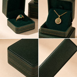 Zebopak Dark Green Leather Christmas Jewelry <b>Box</b> Set with Ring <b>Necklace</b> Bracelet Pendant Holiday Gift Packaging Wholesale - Product Image 6