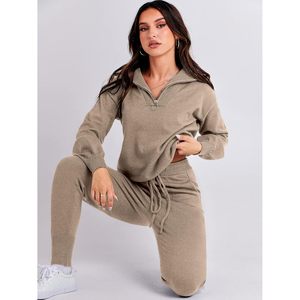 Conjunto de Dos Piezas para Mujer, Suéter de Punto y Pantalones Jogger, Cuello Marinero, Manga Larga, Estilo Casual Otoñal, Transpirable - Product Image 6