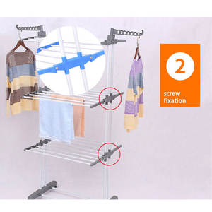 <span class=keywords><strong>Pas</strong></span> <span class=keywords><strong>cher</strong></span> prix polyvalent 4 niveaux en métal vêtements séchage étagères à <span class=keywords><strong>linge</strong></span> cintres vêtements étendoir pour intérieur extérieur - Product Image 3