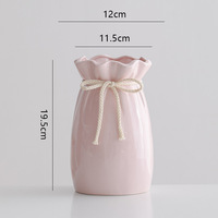 Vase à fleurs en céramique de table en gros d'usine couleur rose et blanche Art déco Design décor à la maison et vase à plantes