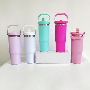 Gobelets isothermes portables grande capacité, tasses de voyage, bouteilles 30oz, gobelets à paille rabattable pour étudiants avec poignée pour transfert par sublimation - Product Image 5