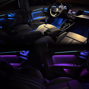 SJC 64 couleurs LED, éclairage d'ambiance de voiture amélioré pour <span class=keywords><strong>Audi</strong></span> <span class=keywords><strong>A3</strong></span> 2021-2024, éclairage dynamique de l'intérieur de la voiture, accessoires d'éclairage - Product Image 2