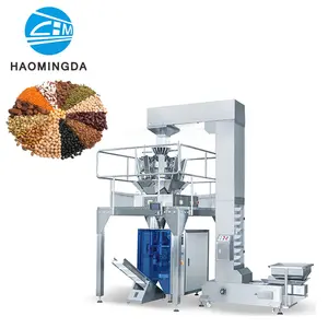 Automatic Multi Head 5kg 10kg 50kg Automatic Rice Bag Packing Machine White Beans With Weigher Stretch Film Packaging Machine