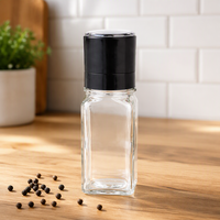 Moulin à épices, sel et poivre en verre carré vide de 120 ml, personnalisable, très demandé pour la cuisine