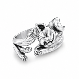 Kitten totem opening <b>adjustable</b> <b>ring</b>, retro design unisex daily wear jewelry - Product Image 1