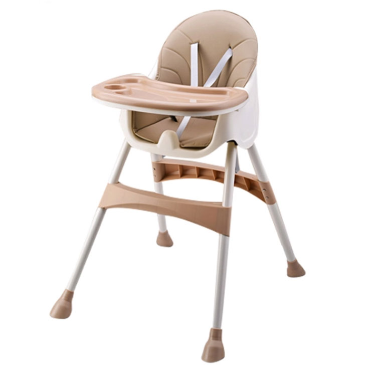 Складной пластиковый детский высокий стул цвета хаки, 2 высоты