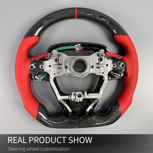 Volante de Fibra de Carbono Personalizado con Empuñaduras de Cuero Rojo para Toyota Camry 8.ª Generación XLE <span class=keywords><strong>SE</strong></span> XSE Avalon 2018-2023 - Product Image 5