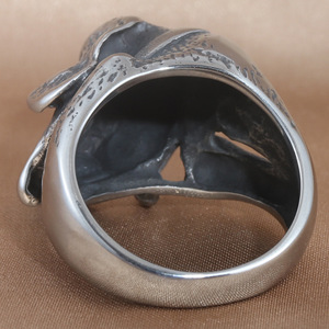 European American Style <b>Titanium</b> Steel Dog <b>Ring</b> Silver Men's Punk Jewelry Gift 213032 - Product Image 2