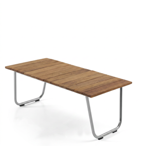 Table basse en bois avec structure en métal, style moderne minimaliste, table d'appoint rectangulaire pour salon - Product Image 1