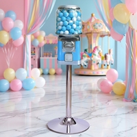 Distributeur automatique de bonbons et de balles rebondissantes Niudele de haute qualité, capacité 140-200 pièces, en PC/ABS bleu, avec systèmes de paiement par jetons, garantie 1 an