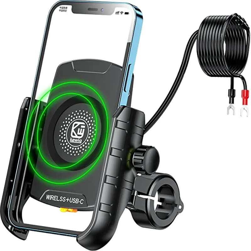 Motorcycle Mobile Phone Holder with Wireless Charger for Motorcycle Motorbike Phone Mount Holder with USB fast Charging