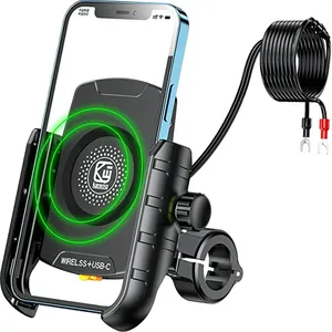 Motorcycle Phone Holder with Wireless Charger Waterproof bicycle Motorcycle Phone Holder with wireless and usb fast charger