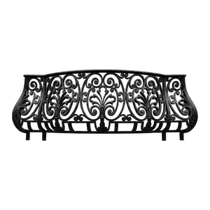 Victorian-style wrought iron balcony railing – <b>Wall</b>-<b>mounted</b>, rust-resistant, easy to install, suitable for exterior decoration - Product Image 1