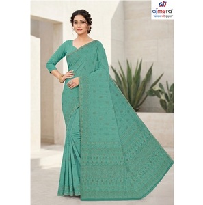 Soft Stylish Ajmera Cotton Saree Traditional Party Wear Elegant Printed Ethnic Fashion Collection Quick Dry All Seasons for - Product Image 2