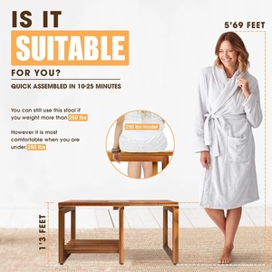 Tabouret de salle de bain extensible Kaijiang 29 pouces avec double étagère de rangement et siège pour la douche à domicile - Product Image 3