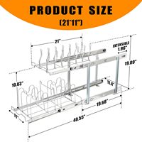 Étagère pliante à double couche en métal de haute qualité, rails coulissants lisses, durable, multifonctionnelle, pour ustensiles de cuisine