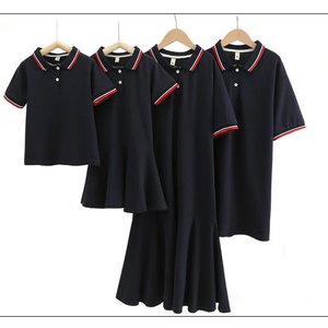 Trajes a juego para la familia Madre Niños Vestido de moda Verano Madre e hijos Traje a juego Vestidos de polo Ropa para madre e hija - Product Image 4