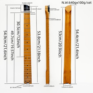 Mástil de guitarra sin cabeza de arce tostado mate de fábrica, 25 trastes, 6 cuerdas, con <span class=keywords><strong>afinador</strong></span> bloqueable para guitarra eléctrica sin cabeza - Product Image 2