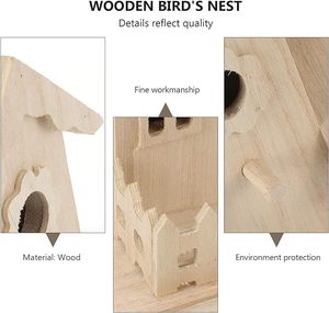 Handgemaakte Klassieke Houten Vogelkasteel Luxe Moderne Outdoor Dierenhuis Decoratieve Set Met Glazen Accessoire Voor Hamsters Rust/Spel - Product Image 5