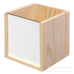 Solid Wood Cosmetic Brush Holder Square Custom Made With Printing Logo For <b>Makeup</b> Organizers - Product Image 3
