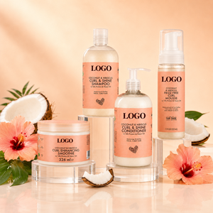 Set de Cuidado Capilar Vegano Natural para Cabello Rizado al por Mayor con Aceite de Coco, Sin Sulfatos, Brillo, Acondicionador sin Enjuague de Menta y Champú para Rizos - Product Image 1
