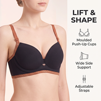 Nouveau Soutien-gorge Push-up Côtelé Effet Coquille Saint-Jacques 2026 Sans Armature avec Bordure Contrastante en Points Diamant et Nœud, Bretelles Larges Ajustables pour Usage Quotidien