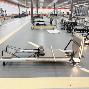 เครื่องผลิตเตียงสำหรับฟิตเนสสตูดิโอพิลาทีสเครื่องทำจากอลูมิเนียมสีดำ <span class=keywords><strong>V2</strong></span>โลโก้แบบกำหนดเอง - Product Image 4