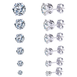 Welwish Offre Spéciale 3 mm à 8 mm 6 <span class=keywords><strong>Paris</strong></span> Ensemble de boucles d'oreilles en acier inoxydable zircon pour femme - Product Image 1