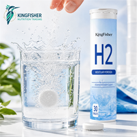 Comprimés d'eau hydrogénée H2 KingFisher Private Label, complément minéral pour l'hydratation quotidienne, l'énergie, le bien-être cognitif