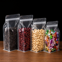 Sacs d'emballage en plastique transparent mats à huit côtés avec poignée, fond plat, pour aliments et noix, avec fermeture éclair - En stock