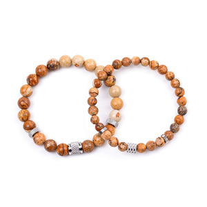 Conjunto <span class=keywords><strong>de</strong></span> Pulseras <span class=keywords><strong>de</strong></span> Moda para Parejas, con Cuentas <span class=keywords><strong>de</strong></span> Bola, Acero Inoxidable, Piedra Ojo <span class=keywords><strong>de</strong></span> Tigre, Ágata India, Ágata Púrpura Rayada, Unisex, Regalo - Product Image 3