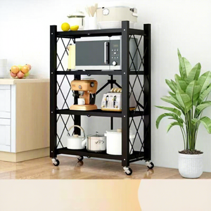 Étagère de rangement pliable et mobile à plusieurs niveaux, sur pieds, <span class=keywords><strong>pour</strong></span> ustensiles de <span class=keywords><strong>cuisine</strong></span> et articles divers - Product Image 2
