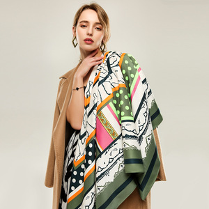 Pañuelo Cuadrado de Lujo con Sensación de Seda 130x130cm, Chal Estampado Personalizado, Pañuelo de Diseñador al por Mayor de Fábrica para Mujeres con Estilo - Product Image 1