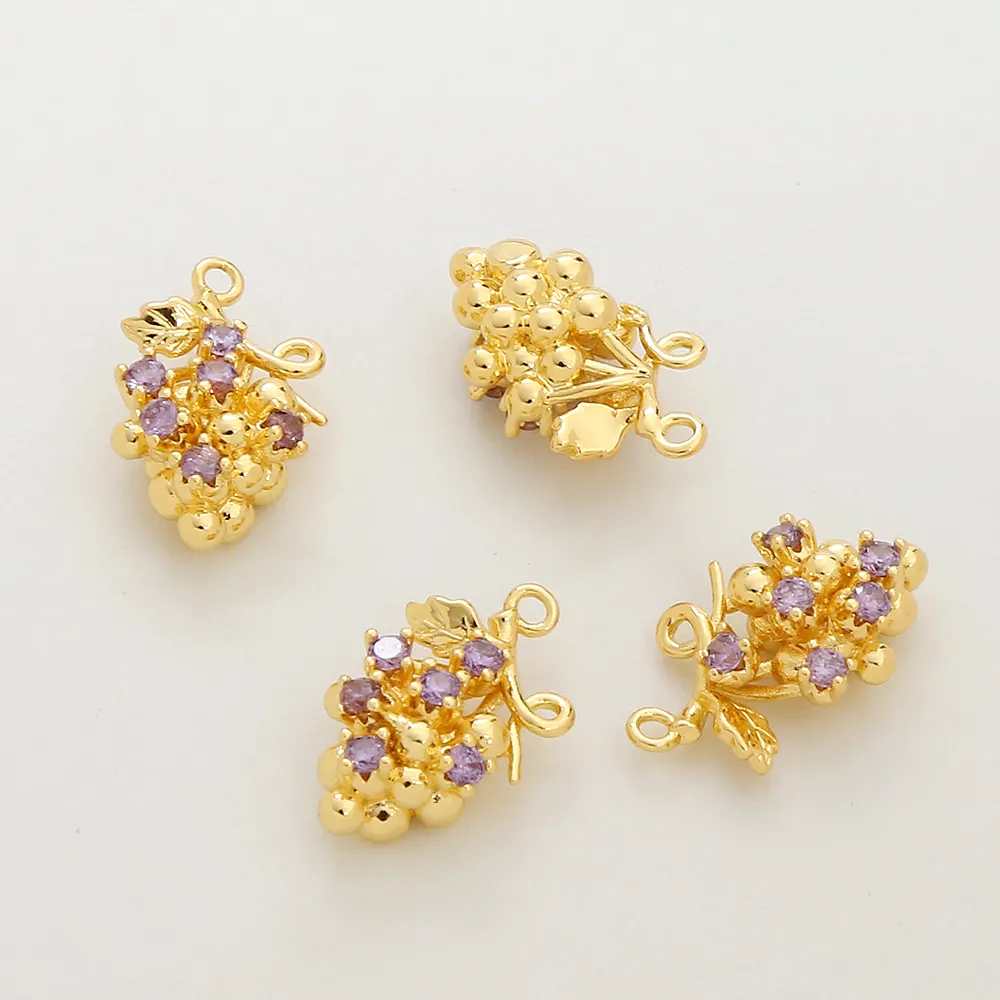 Pendentif série fruits pour la fabrication de bijoux pendentif ananas cerise pendentif Zircon en laiton plaqué or