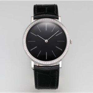 Reloj mecánico automático redondo de lujo para mujer de 38MM con esfera de diamante correa de cuero de cristal de zafiro - Product Image 3