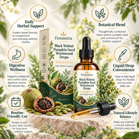 Complément Liquide Herbal en Gouttes de Noyer Noir, Graines de Citrouille et Absinthe, Marque Blanche, Bien-être Botanique, Fourniture en Gros OEM